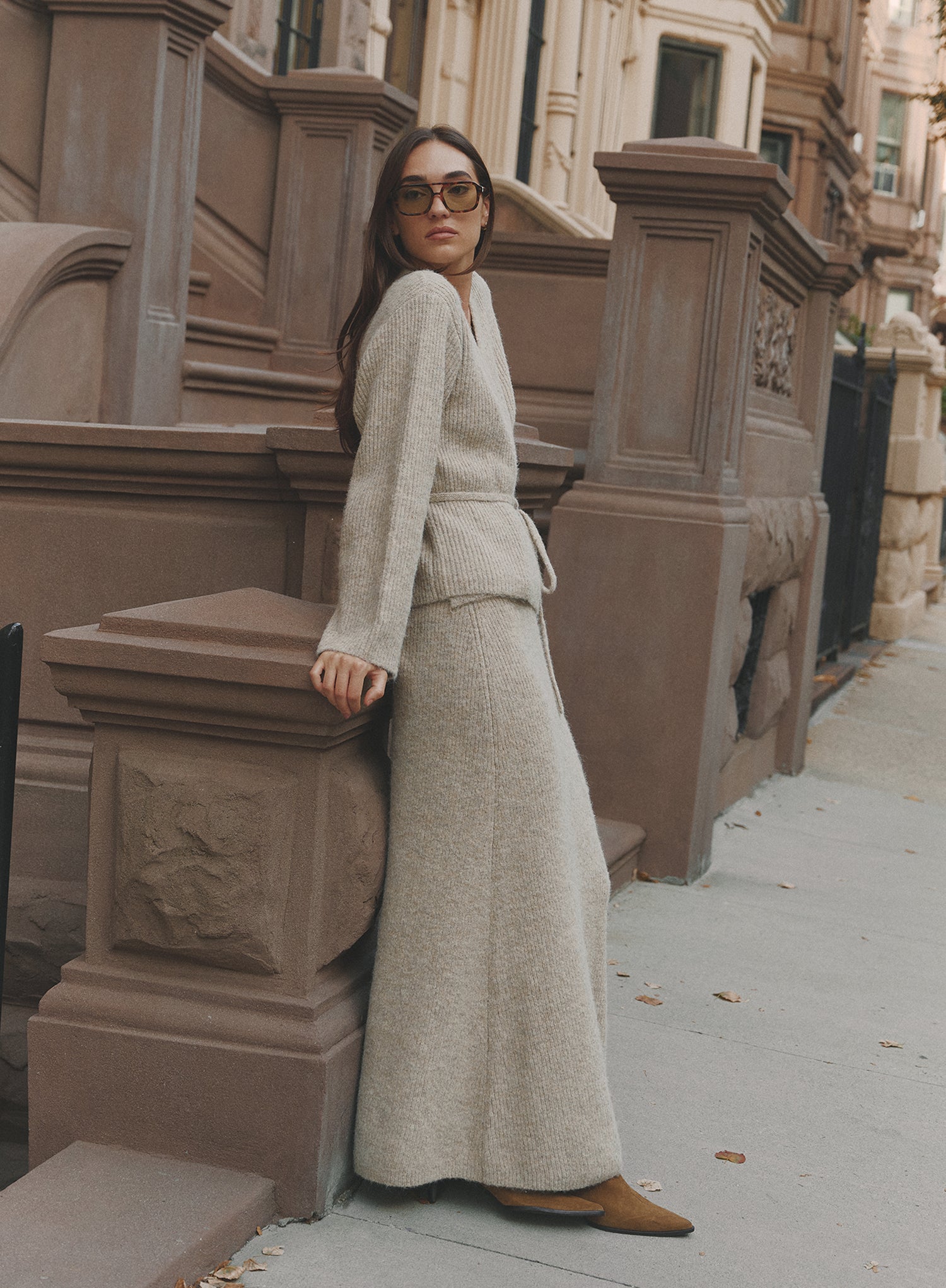 Oatmeal Knitted Maxi Skirt